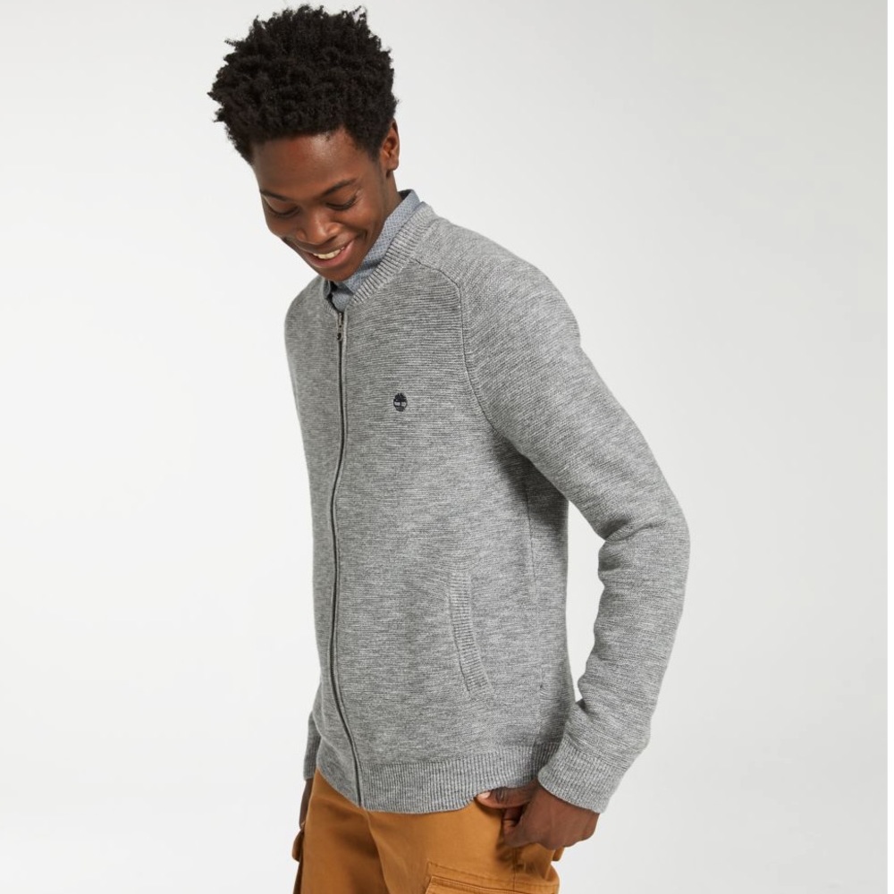 NEW TIMBERLAND MEN'S SLUB FULL-ZIP SWEATER - Picture 1 of 6